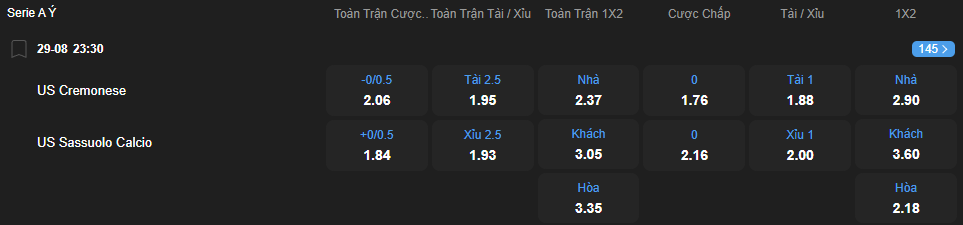 Tỷ lệ kèo Cremonese vs Sassuolo nhan-dinh-soi-keo-cremonese-vs-sassuolo-luc-23h30-ngay-29-8-2025-2